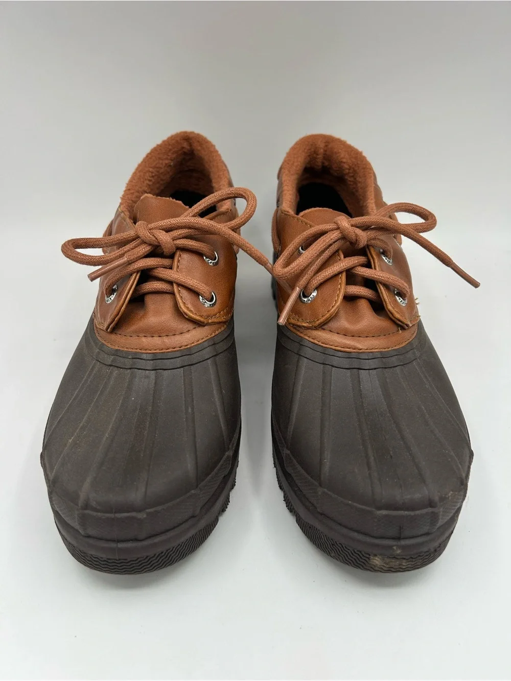 Sperry Rain Snow Duck Boots Womens Size 8.5M Brown Leather Rubber Waterproof